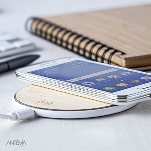 ANTEVIA - Bezprzewodowa uniwersalna ładowarka indukcyjna z drewnianą podstawą | Ponad 10 modeli | iPhone Samsung | Kolor: Beżowy (Nembar) - obrazek 5