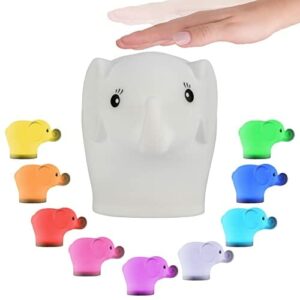 Pauleen 48234 Night Elephant lampka nocna dla dzieci z akumulatorem, lampa LED do pokoju dziecięcego, ze zmianą koloru, z silikonu niezawierającego BPA