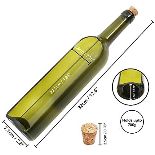 BELLE VOUS Zestaw 3 szklanych butelek wina, sukulenty, skrzynka na kwi - obrazek 7