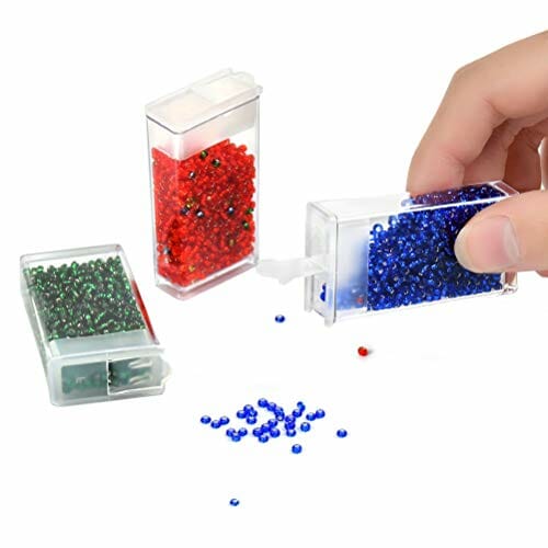 FOCCTS Pudełko do malowania diamentami, plastikowe koraliki pojemnik do przechowywania zdobienia paznokci pudełko organizator etui do majsterkowania / biżuterii / kryształków górskich / pigułek - obrazek 3