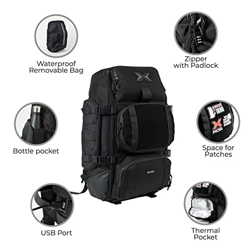 PICSIL Plecak Tactical 40L, Wodoodporny plecak wojskowy z kieszenią termiczną, port ładowania USB, schowek na uchwyt, plecak szkoleniowy Molle, podróżny, Camping (Navy, 40L), Navy - obrazek 5