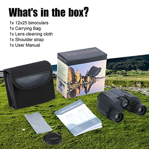 Kompaktowa lornetka 12x25 dla dorosłych, mini lornetka o dużej mocy z widzeniem w słabym świetle, przenośna lornetka z torbą transportową, do obserwacji ptaków, koncertów, sportu, opery i podróży - obrazek 2