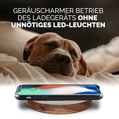 Wood Stories | Ładowarka indukcyjna Stone Nero drewno orzech 15 W | kamień naturalny | Drewno wysokiej jakości | Kompatybilny ze standardem ładowania Qi | AirPods, iPhone | Kabel 150 cm - obrazek 3