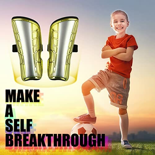 ASEOK młodzież dziecięca podkładka na golenie, dziecięca podkładka pod golenie, 1 para lekkich i oddychających dziecięcych łydek sprzęt ochronny dla dzieci na 6-12 lat, chłopcy, dziewczęta, dzieci, nastolatki (niebieski i żółty - obrazek 7
