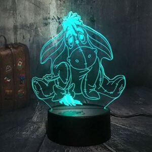 Miły Cartoon Eeyore Pooh niedźwiedź przyjaciel 3D LED lampka nocna 7 zmieniających się kolorów lampa stołowa salon urlop dzieci