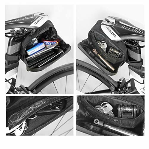 XPhonew torba na siodełko rowerowe, wodoodporna torba na siodełko rowerowe na siodełko na koturnie torba do przechowywania sakwa górska droga MTB rower torba na siodełko rowerowe narzędzie do naprawy roweru kieszonkowa torba na rower z odblaskowym paskiem - obrazek 8