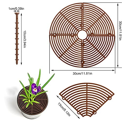 2 x Ochraniacze gleby do doniczek, Doniczka do ochrony roślin bezpieczeństwa, siatka ochronna do doniczek do ochrony dzieci i zwierząt domowych, Kolor Brązowy, Czarny - obrazek 8