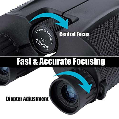 Kompaktowa lornetka 12x25 dla dorosłych, mini lornetka o dużej mocy z widzeniem w słabym świetle, przenośna lornetka z torbą transportową, do obserwacji ptaków, koncertów, sportu, opery i podróży - obrazek 3