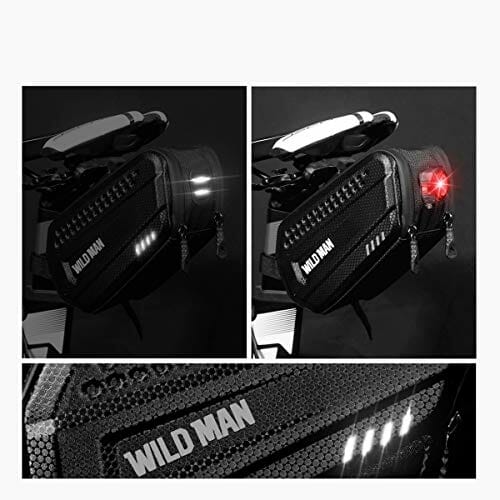 XPhonew torba na siodełko rowerowe, wodoodporna torba na siodełko rowerowe na siodełko na koturnie torba do przechowywania sakwa górska droga MTB rower torba na siodełko rowerowe narzędzie do naprawy roweru kieszonkowa torba na rower z odblaskowym paskiem - obrazek 6