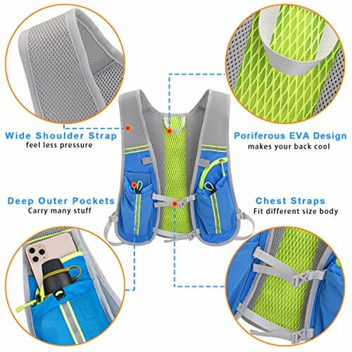 BTNEEU Plecak nawadniający z bukłakiem 2 l, nie zawiera BPA, oddychający, lekki plecak z pakietem nawodnieniającym do jazdy na rowerze, biegania, wspinaczki, wędrówek, biwakowania, pasuje do mężczyzn i kobiet - obrazek 6