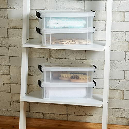 Iris Ohyama, Zestaw 4 sztuk, Pudełko do przechowywania , 4 L, możliwość układania w stos, garaż - Multi Box MBX-4 - Przezroczysty - obrazek 2