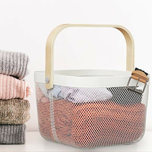 Relaxdays Kosz do Przechowywania, 70% Stal 30% Drewno, Czarny, 17,5 x 26 x 24,5 cm - obrazek 5