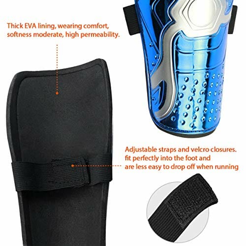 azamp Dziecięcy kombinezon na piszczele, oddychający ochraniacz na piszczele, wyposażenie dla młodzieży w wieku od 6 do 12 lat, miękka wyściółka EVA całkowicie chroni nogi - obrazek 4