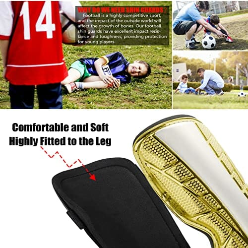 ASEOK młodzież dziecięca podkładka na golenie, dziecięca podkładka pod golenie, 1 para lekkich i oddychających dziecięcych łydek sprzęt ochronny dla dzieci na 6-12 lat, chłopcy, dziewczęta, dzieci, nastolatki (niebieski i żółty - obrazek 2