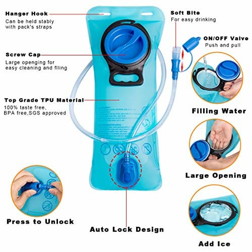 BTNEEU Plecak nawadniający z bukłakiem 2 l, nie zawiera BPA, oddychający, lekki plecak z pakietem nawodnieniającym do jazdy na rowerze, biegania, wspinaczki, wędrówek, biwakowania, pasuje do mężczyzn i kobiet - obrazek 4