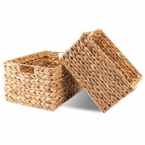 Decorasian pleciony kosz do przechowywania, z hiacyntu wodnego, prostokątny kosz z trawy morskiej - 2 sztuki w zestawie