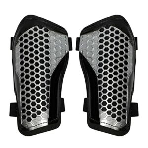 Greyoe Ochraniacze na piszczele, ochraniacze goleni, ochraniacze na golenie dla dzieci, powłoka z polipropylenu i wewnętrzny materiał EVA, pełna ochrona łydki, regulowane paski, dla dorosłych, nastolatków, dzieci (srebrno-szary, 1 para)