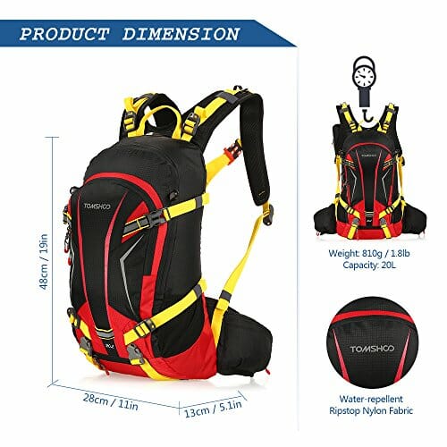 TOMSHOO Plecak 20 l Uniseks Tomshoo 20 l Sac De Randonnée Ultraléger Respirant Imperméable Avec Housse De Pluie Pour Vélo Randonnée Équitat - obrazek 4