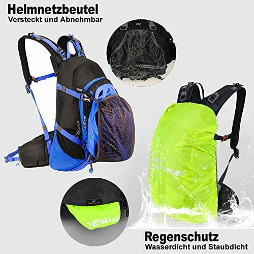 toptrek Plecak rowerowy 20 l, z osłoną przeciwdeszczową i osłoną na kask, wodoszczelny, ultralekki plecak do picia, dla mężczyzn/kobiet, do jazdy na rowerze, na kemping, wędrówki i bieganie - obrazek 3