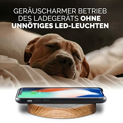 Wood Stories ładowarka indukcyjna Basic Oak 15 W, wysokiej jakości drewno, kompatybilna ze standardem ładowania Qi, AirPods, iPhone, Samsung, Xiaomi, Huawei, Nokia, LG, Motorola, kabel 100 cm - obrazek 2