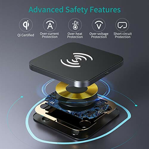 Zestaw 2 ładowarek bezprzewodowych, 7,5 W, do iPhone 12/12 Pro Max/SE 2020/11/11ProMax/XS/XR, 10 W Qi stacja ładująca do Galaxy S20/Note 20/10/9/8/S10, Airpod 2/Pro itp - obrazek 7