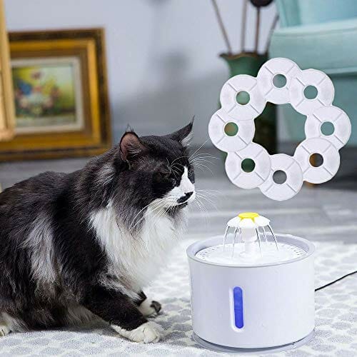 WDEC 8 szt Filtr do Fontanny do Picia dla Zwierząt, Biały, Zestaw Filtrów do Fontanny dla Kota, Zastępuje filtr z węglem aktywnym dla kotów, wody, do picia, fontanny, dozownik wody dla kotów i psów - obrazek 2