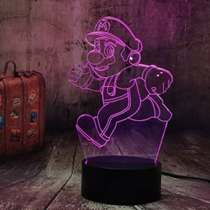 Cartoon gra figurka akcji do biegania Super Mario 3D LED RGB Touch Remote lampka nocna 7 kolorów zmiana dekoracja domu impreza urodziny zabawka bożonarodzeniowa