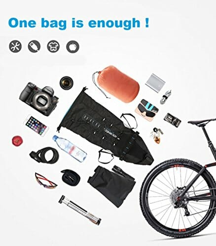 XPhonew torba na siodełko rowerowe, torba na siodełko rowerowe 10 l torba na siedzenie podwieszane torby na rower torba do przechowywania na zewnątrz góra szosa MTB rower miejski rower z zwijanym otworem i odblaskowym logo - obrazek 7