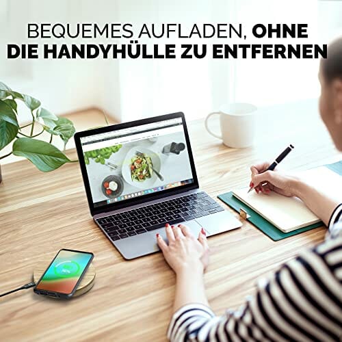 Wood Stories ładowarka indukcyjna Basic Oak 15 W, wysokiej jakości drewno, kompatybilna ze standardem ładowania Qi, AirPods, iPhone, Samsung, Xiaomi, Huawei, Nokia, LG, Motorola, kabel 100 cm - obrazek 3