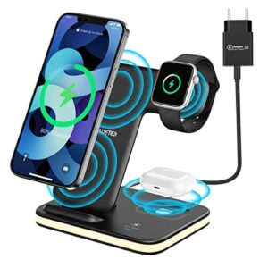 Bezprzewodowa stacja ładująca, 4 w 1, indukcyjna stacja ładująca, kompatybilna z iPhone 14, 13, 12, 11 Pro Max/Samsung S22, S21/Apple Watch 8/Ultra/7/6/SE 2/AirPods 3/2 Chargeur