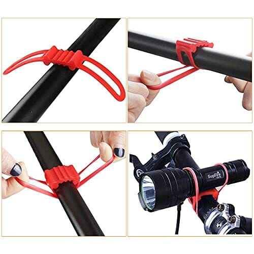 yyuezhi 10 szt. rower silikonowy pasek na kierownicę rowerową bandaże rowerowe mocowanie wiązana wstążka uchwyt kolarstwo latarka uchwyt taśma do wiązania do roweru roweru guma opaska bandaż akcesoria do jazdy nocnej - obrazek 5