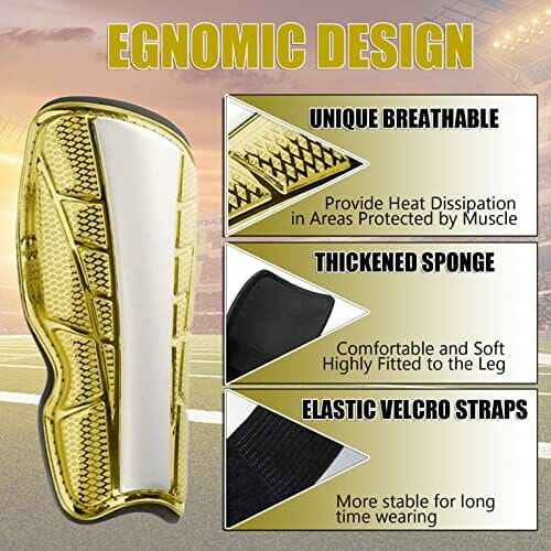ASEOK młodzież dziecięca podkładka na golenie, dziecięca podkładka pod golenie, 1 para lekkich i oddychających dziecięcych łydek sprzęt ochronny dla dzieci na 6-12 lat, chłopcy, dziewczęta, dzieci, nastolatki (niebieski i żółty - obrazek 3