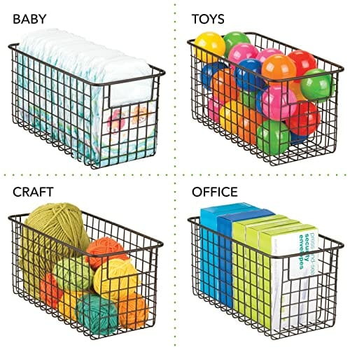 mDesign Kosz do wszystkich zastosowań - elastyczny kosz do przechowywania, kosz druciany z uchwytami - uniwersalne zastosowanie - 30 cm x 15 cm x 15 cm x 15 cm - brąz - obrazek 6