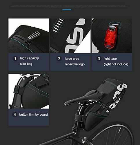 XPhonew torba na siodełko rowerowe, torba na siodełko rowerowe 10 l torba na siedzenie podwieszane torby na rower torba do przechowywania na zewnątrz góra szosa MTB rower miejski rower z zwijanym otworem i odblaskowym logo - obrazek 5
