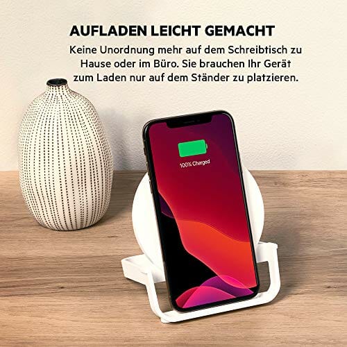 Belkin BoostCharge Bezprzewodowa podstawka ładująca o mocy 10 W (szybka ładowarka bezprzewodowa z certyfikatem Qi do iPhone’a, Samsunga, Pixela i innych urządzeń), biała - obrazek 7