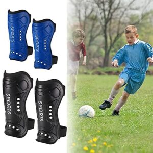 2 pary ochraniaczy piszczeli dla dzieci, lekkie, trwałe, antypoślizgowe ochraniacze piszczeli z regulowanymi paskami, dla dorosłych i dzieci, 2 rozmiary (czarne, niebieskie)