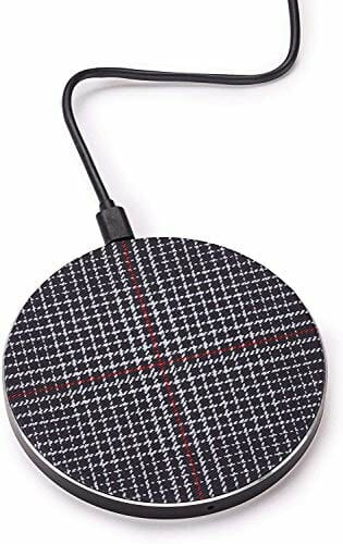 Volkswagen 5HV087625 ładowarka indukcyjna z obiciem materiałowym w stylu karo, standard Qi, czarna