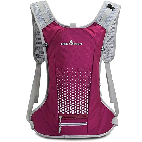 free knight Wodoszczelny plecak na rower, 6 l, z bukłakiem na wodę, z organizerem na kask, torba do jazdy na rowerze, jazdy konnej, biegania, joggingu, wędrówek (fioletowy), liliowy - obrazek 2