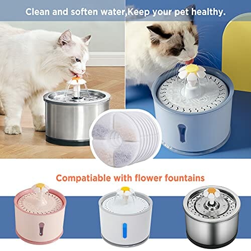Bigqin 8 szt. filtr fontanny dla kota, fontanna do wody dla zwierząt domowych z żywicą i filtrami z węglem aktywnym do automatycznego dozownika wody fontanny do picia - obrazek 4