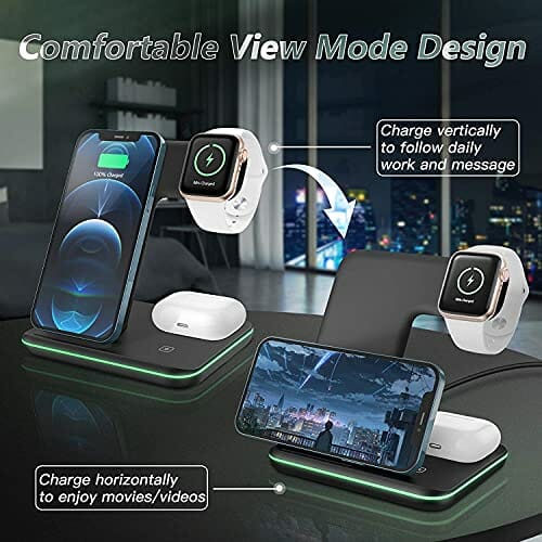 CAVN Bezprzewodowa ładowarka 3 w 1, kompatybilna z iPhone 13, 12, 11 Pro Max/XS/XR/X/8+, iWatch Ultra / 8/7/6/SE/ 5/4/3/2, AirPods Pro/2/3, Galaxy S22 S21/S20/S10+, indukcyjna stacja ładująca - obrazek 3