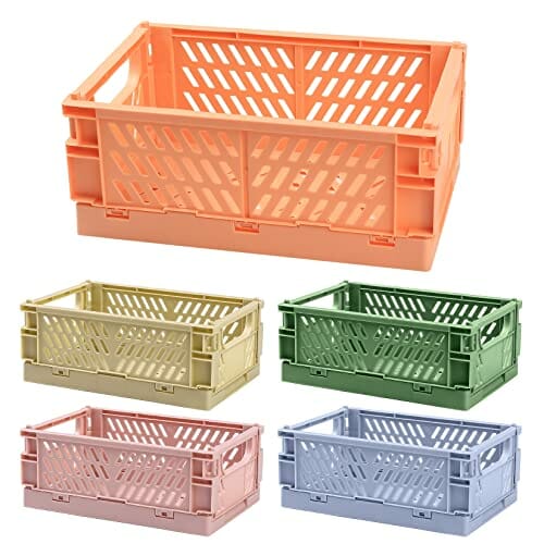 5 sztuk koszy z tworzywa sztucznego, składane, stabilne, małe pudełka składane, do biura, pokoju dziecięcego, łazienki i gabinetu (25 x 16,5 x 10 cm, 15 x 10 x 5,7 cm) - obrazek 5