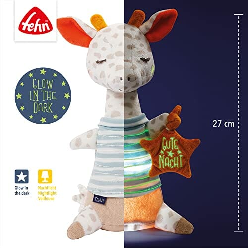 Fehn Lampka nocna Dino - przytulanka z haftem "Glow-in-the-dark" - wie - obrazek 4