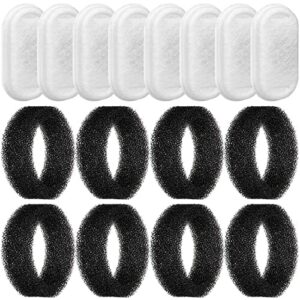 16 sztuk filtrów wymiennych do fontanny pitnej koty, 8 sztuk filtrów węglowych i 8 sztuk filtrów piankowych do fontanny dla kotów ze stali nierdzewnej 3,2 l