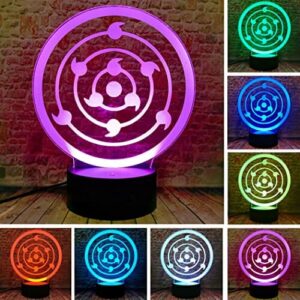 Rinnegan oczy Kakashi Sasuke Uchiha Itachi Anime Manga lampa stołowa 3D 16 kolorów Auto Change lampka nocna chłopcy sypialnia dekoracja dla dzieci nastolatków Boże Narodzenie prezent urodzinowy