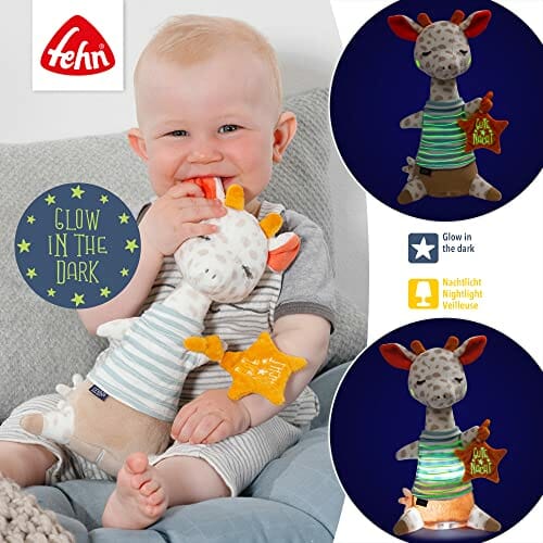 Fehn Lampka nocna Dino - przytulanka z haftem "Glow-in-the-dark" - wie - obrazek 5