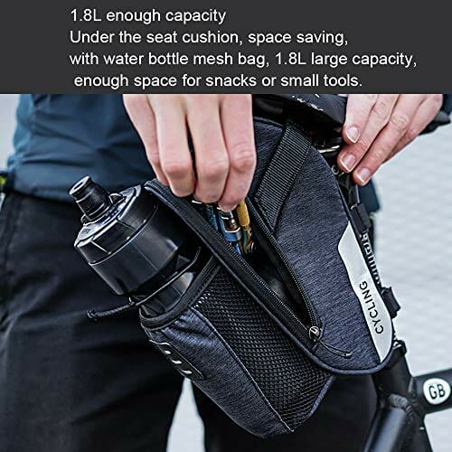 Roswheel torba na siodełko rowerowe 1,8 l torba na siodełko rowerowe sztyca do przechowywania ogon pokrowiec na rower szosowy tylne sakwy torba na rower rower rower na butelkę wody MTB, wodoodporna (2018 - obrazek 4