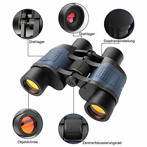 TTSkying Lornetka 60 x 60 HD, profesjonalna lornetka z noktowizorem IPX7, wodoszczelna, lornetka dla dorosłych, jasne i przejrzyste pole widzenia do podróży, obserwacji ptaków, uprawiania sportu i dzikich zwierząt - obrazek 5