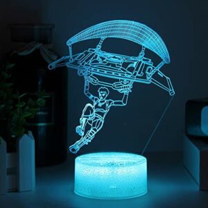 Lampka nocna LED do paraglidingu, 3D, 16 kolorów, lampa stołowa dla dzieci, prezent RGB, nastrojowa lampa z pilotem zdalnego sterowania, na urodziny, festiwal, jako dekoracja
