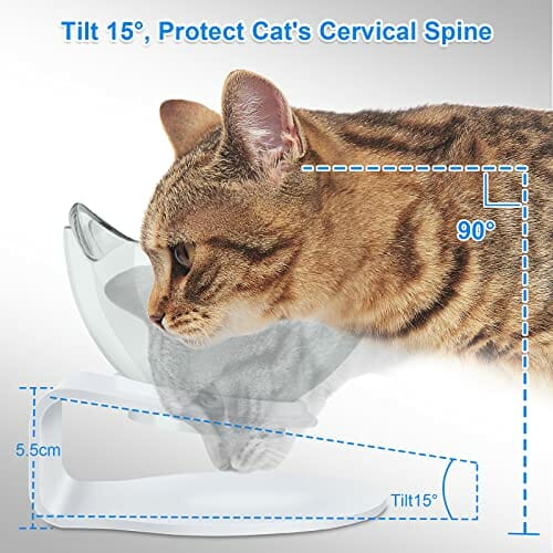 Makerfire Miska dla kota ze stojakiem na karmniki dla kotów i miski na żywność zmniejszają ból szyi dla kotów i małych psów - obrazek 9