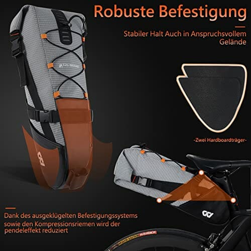 Torba na Siodełko Rowerowe 10L TPU Torba Podsiodłowa 100% Wodoodporna Torby na Siodełko z Odblaskiem Backloader do Roweru Szosowego MTB - obrazek 7
